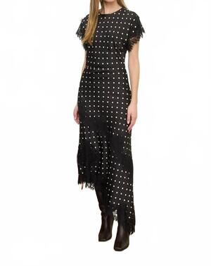 NEW ZOE AND CLAIRE women's polka dot lace midi dress in black